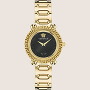 Versace Ladies Greca Twist Watch Petite Gold Bracelet Black Dial VE6I00523