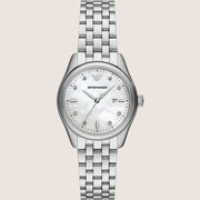 Emporio Armani Silver Bracelet Refined White Dial Ladies Watch AR11614