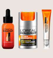 L'Oréal Men Expert Hydra Energetic Energising Routine - Eye Roll-On, Vitamin C Serum & SPF15 Moisturiser