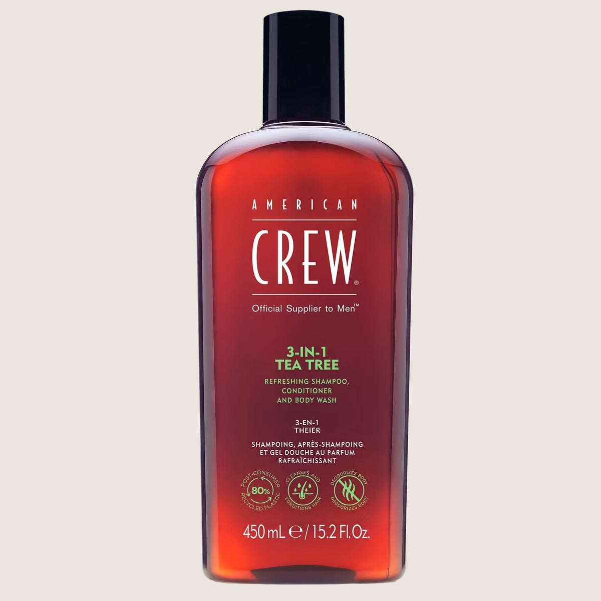 American Crew Tea Tree 3 in 1 Shower Gel, Shampoo & Conditioner Refreshing Tea Tree 450ml