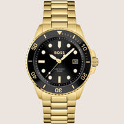 BOSS Men's Ace Analogue Black Dial Gold-Tone Bracelet Watch 1513917