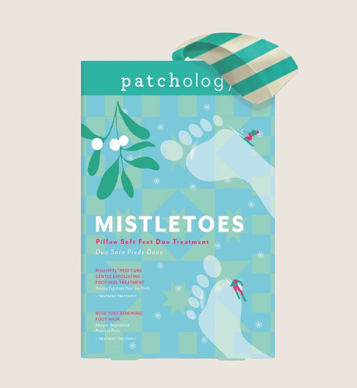 Patchology Mistletoes Holiday Kit Pillow Soft Feet Duo Treatment Bath & Body Gift Set For Her