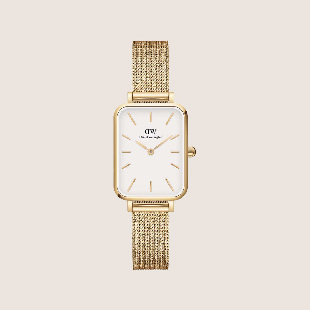 Daniel Wellington Women's Quadro Pressed Evergold Gold White Dial Watch DW00100556