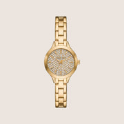 Michael Kors Women's Aspyn Clear Stone-Set Gold Dial Watch MKO1086