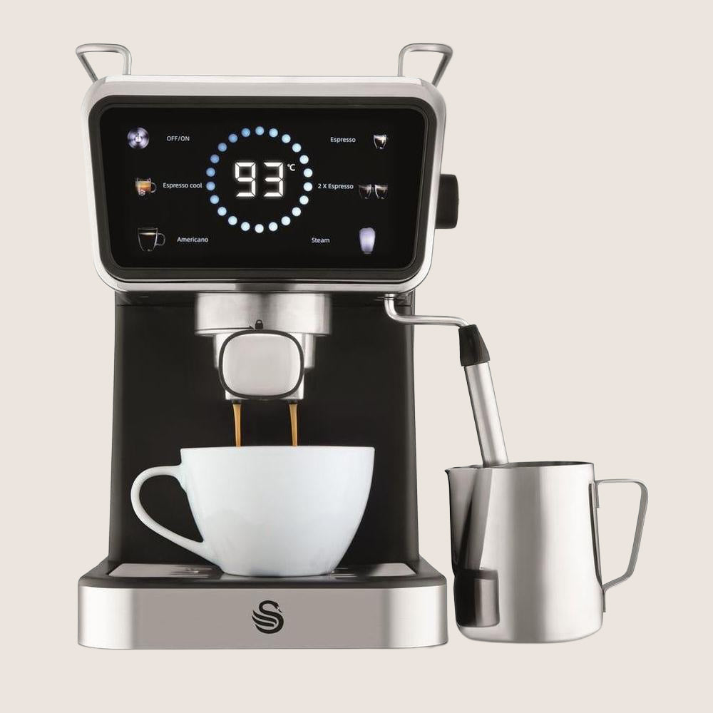 SWAN SK22113BLK Espresso Coffee Machine 20-Bar Touchscreen Milk Frother 1.2L