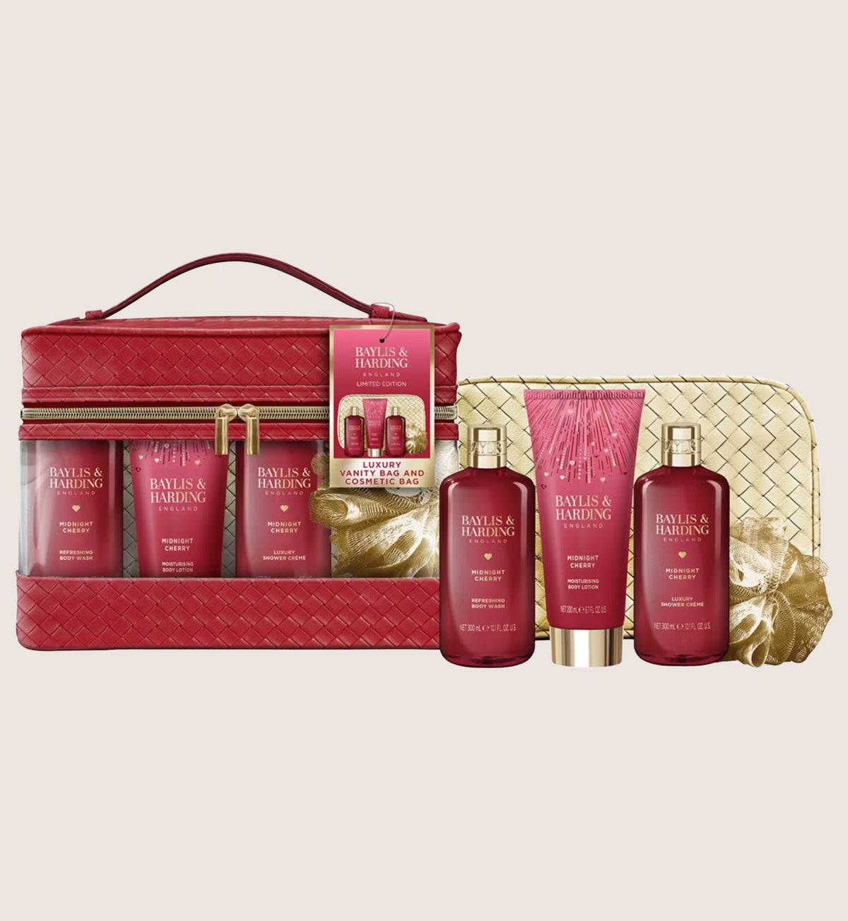 Baylis & Harding Midnight Cherry Bags Of Beauty Bath & Body Gift Set For Her