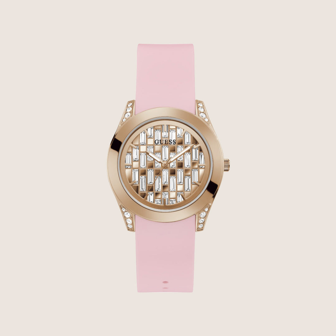 Guess Women's Rose Gold Dial Watch Crystal-Set Rose Gold Dial GW0109L2