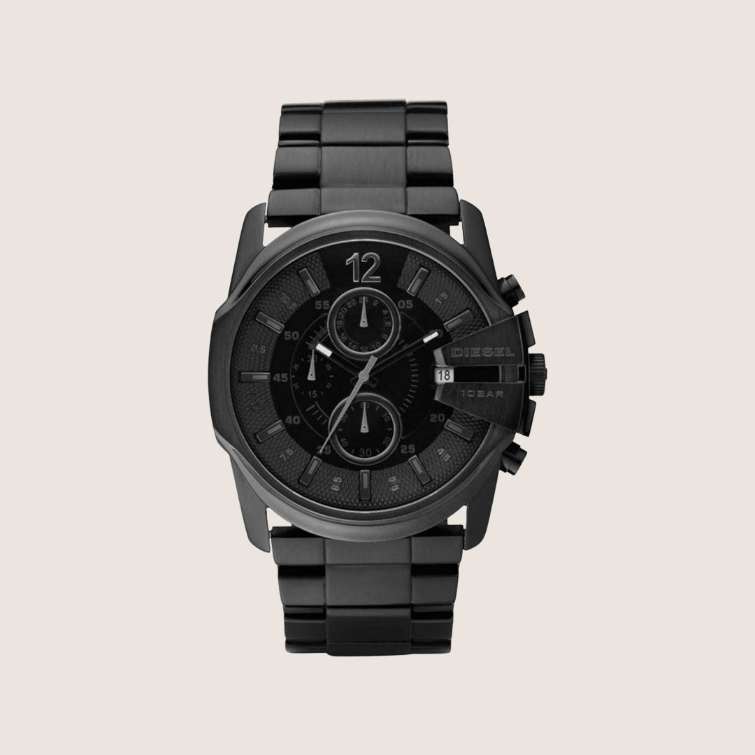 Diesel Mens Master Chief Chronograph Black Dial Steel Bracelet Watch DZ4180
