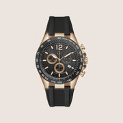 GC Men's Chronograph Black Dial Rose Gold Case Black Silicone Watch Z07002G2MF