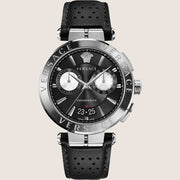 Versace Mens Aion Watch Black Leather Chronograph VE1D02123