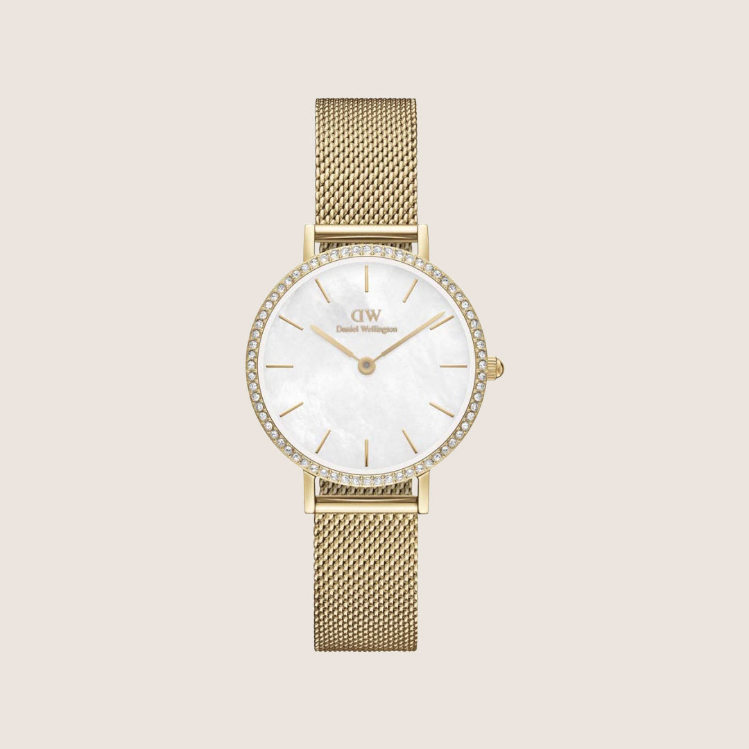 Daniel Wellington Women's Petite Lumine Gold Crystal Mother-of-Pearl Dial Watch DW00100662