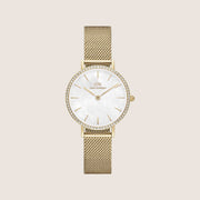 Daniel Wellington Women's Petite Lumine Gold Crystal Mother-of-Pearl Dial Watch DW00100662