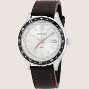 Versace Mens Hellenyium Watch Silver Dial Black Leather V11070017