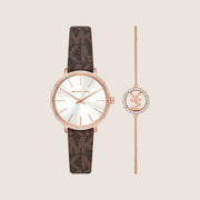 Michael Kors Women's Pyper Clear Stone-Set White Dial Watch MK1036