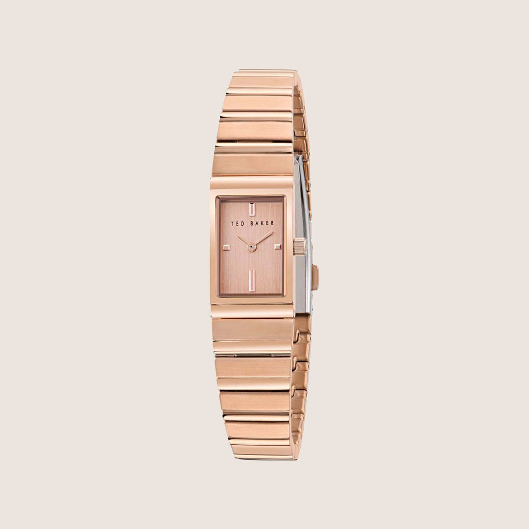 Ted Baker Ladies Lileey Rose Gold Pink Rectangle Bracelet Watch BKPLLS504