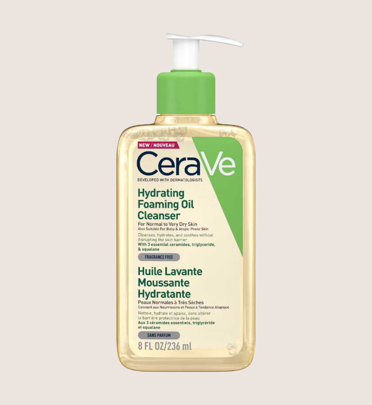 CeraVe Hydrating Foaming Oil Cleanser with Squalane for Normal to Very Dry Skin 236ml