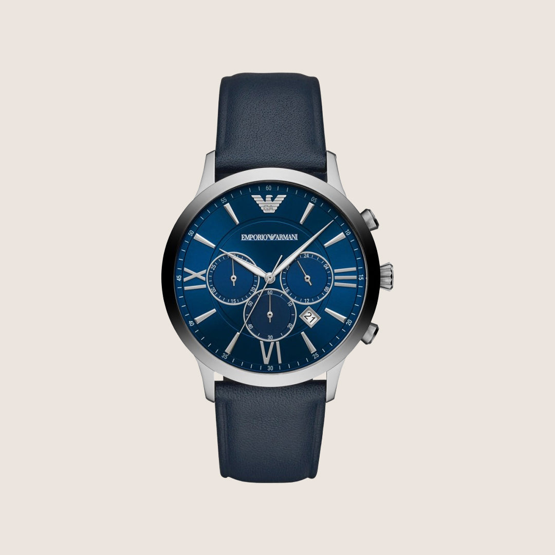 Emporio Armani Men's Watch Blue Dial Blue Leather Strap AR11226