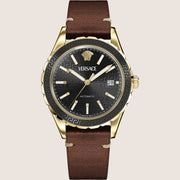 Versace Mens Watch Gold Automatic Brown Leather VEQCA0224