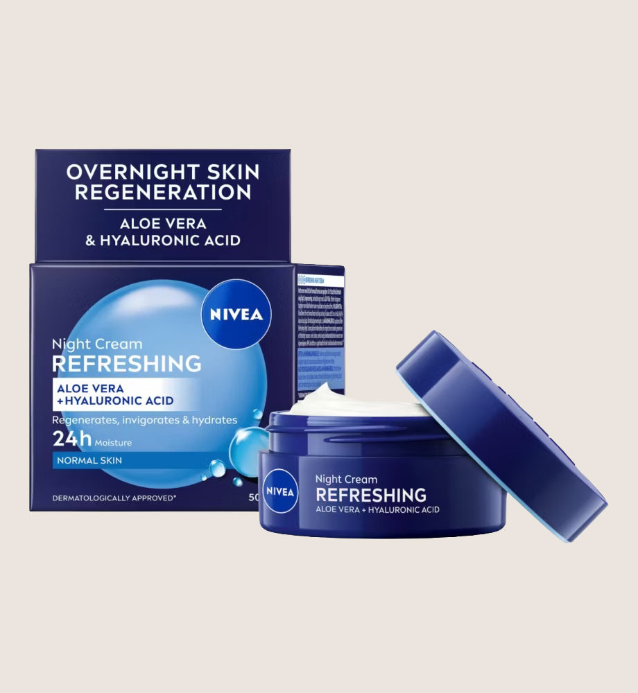 NIVEA 24H Moisturising Night Cream with Vitamin E for Normal Skin 24-Hour Moisture 50ml