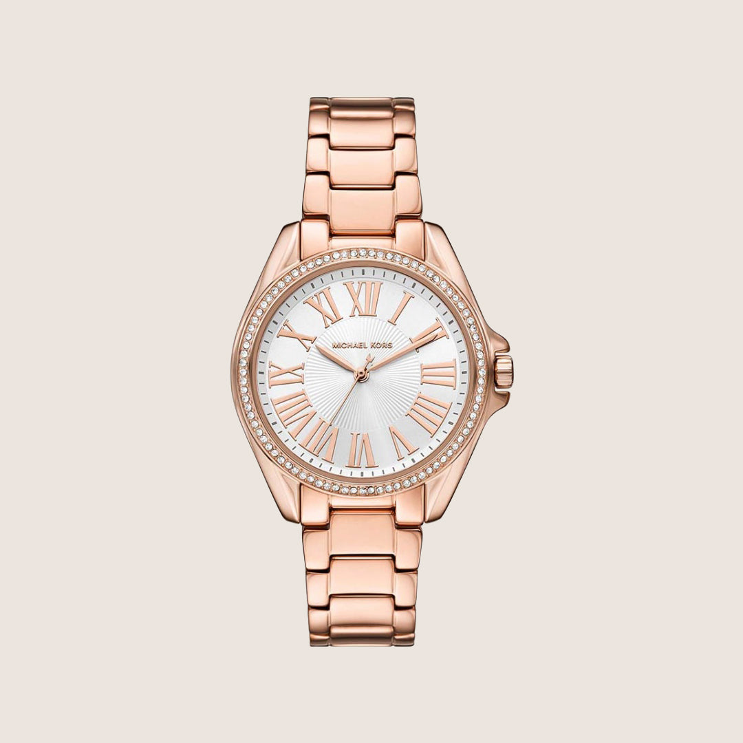 Michael Kors Women's Kacie Clear Stone-Set White Dial Watch MK4853