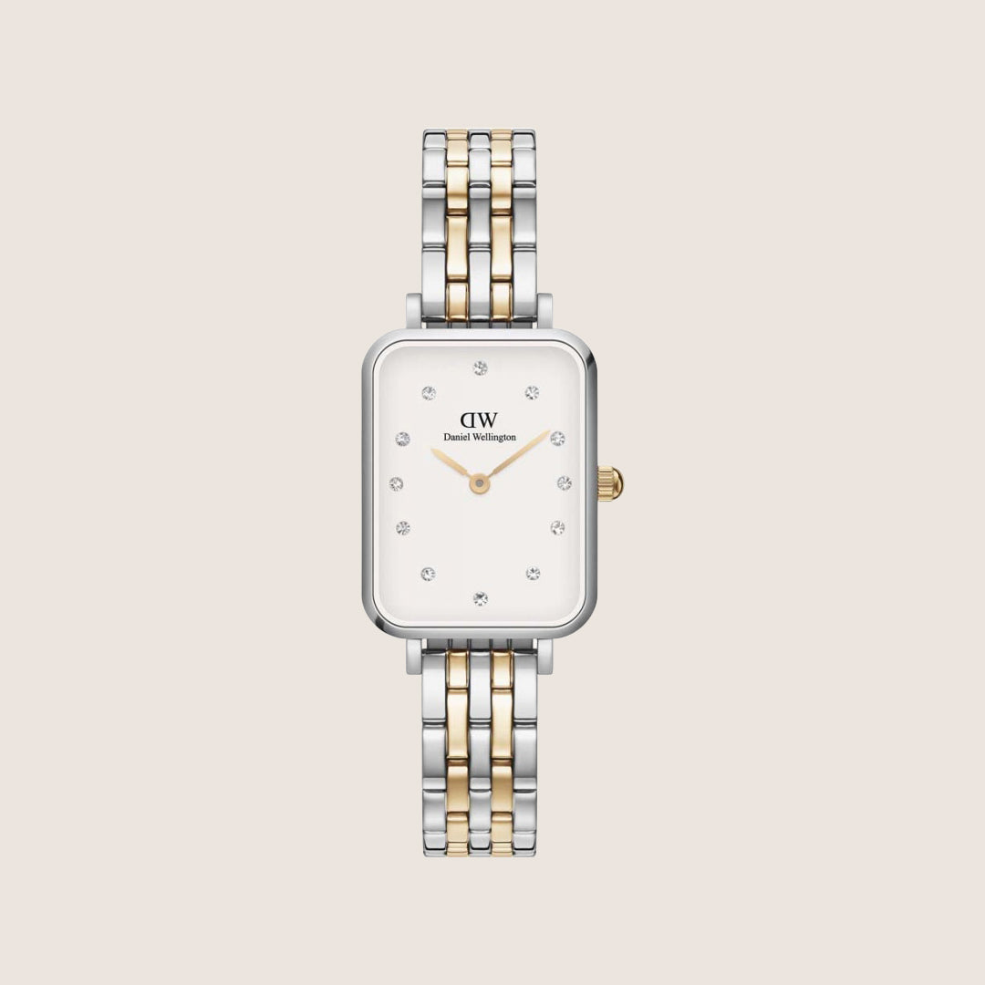 Daniel Wellington Women's Quadro Link Silver Crystal White Dial Watch DW00100625