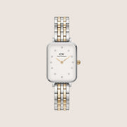 Daniel Wellington Women's Quadro Link Silver Crystal White Dial Watch DW00100625