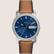 Fossil Men's Machine Blue Dial Brown Leather Watch FS5920