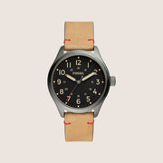 Fossil Mens Easton Black Dial Leather Watch BQ2792
