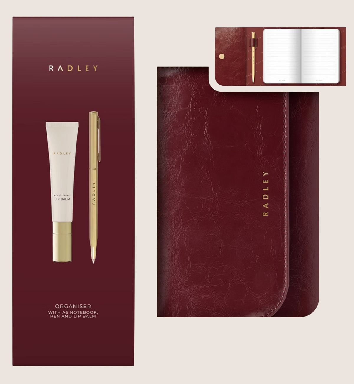 Radley Notebook Pen And Lip Balm Beauty Gift Set For Her