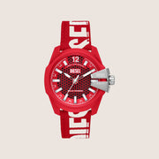 Diesel Mens Baby Chief Solar Power Red Dial Red Rubber Strap Watch DZ4619