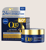 NIVEA Q10 Power 60+ Anti-Wrinkle Night Cream Moisturiser With Q10 50ml