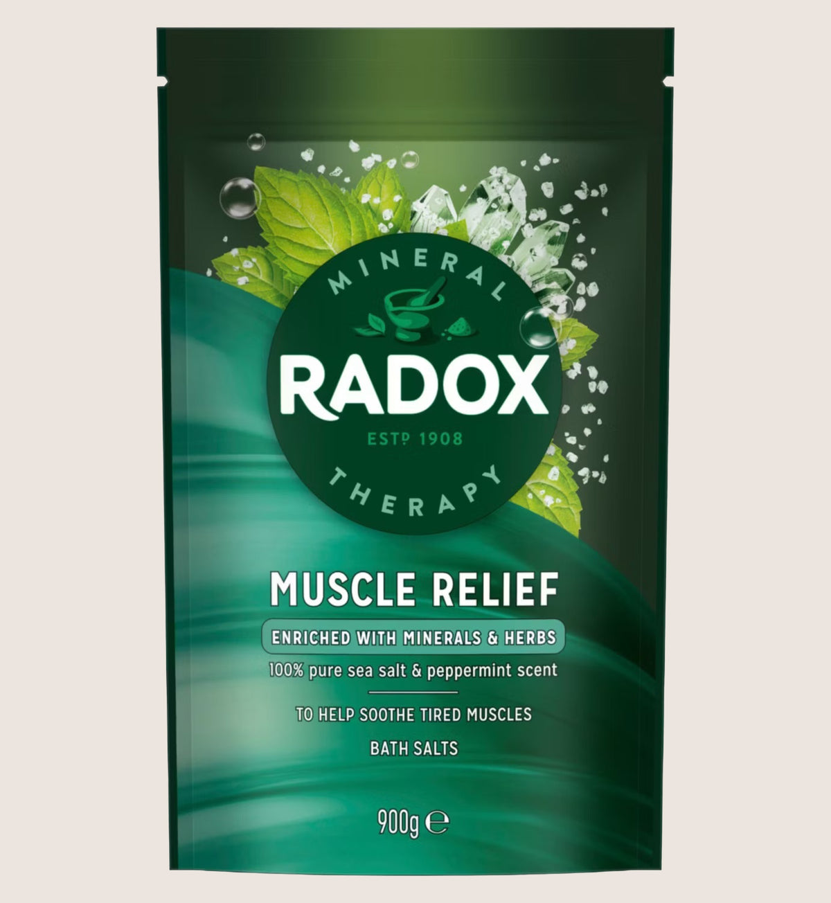 Radox Mineral Therapy Muscle Relief Bath Salts Peppermint Sea Salt Bath Soak 900g
