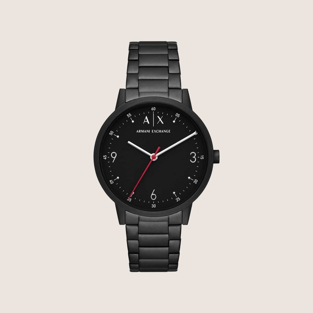 Armani Exchange Men's Dress Watch Black Dial Black Steel Bracelet AX2738