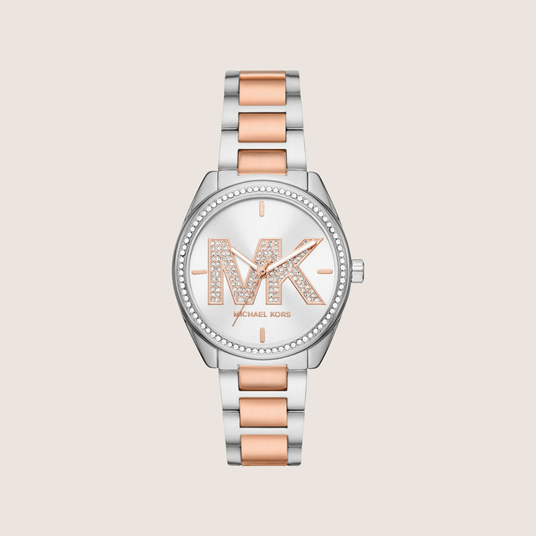 Michael Kors Women's Janelle Clear Stone-Set Silver Dial Watch MK7383