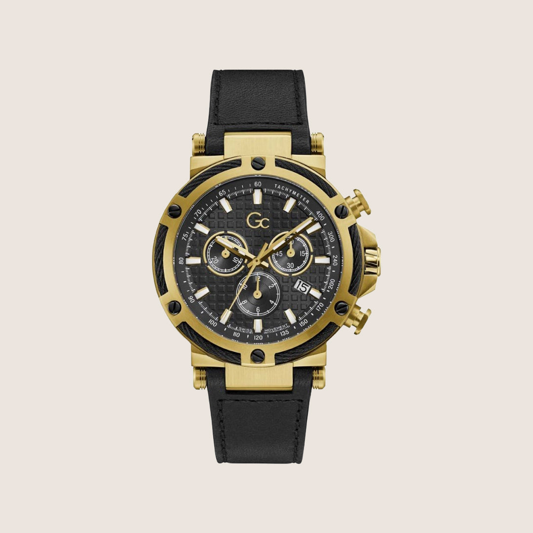 GC Men's UrbanCode Yachting Chronograph Black Dial Gold Case Watch Y54007G2MF