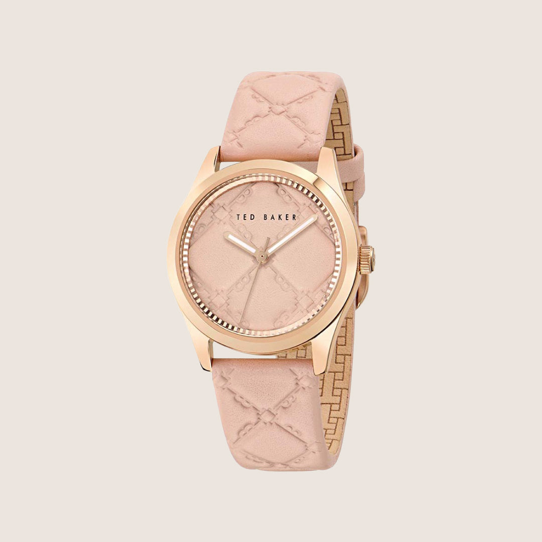 Ted Baker Ladies Coolly Rose Gold Pink Leather Strap Watch BKPCLS504