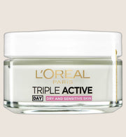 L'Oréal Paris Triple Active Day 24H Hydrating Moisturiser - for Sensitive & Dry Skin 24-Hour Wear 50ml