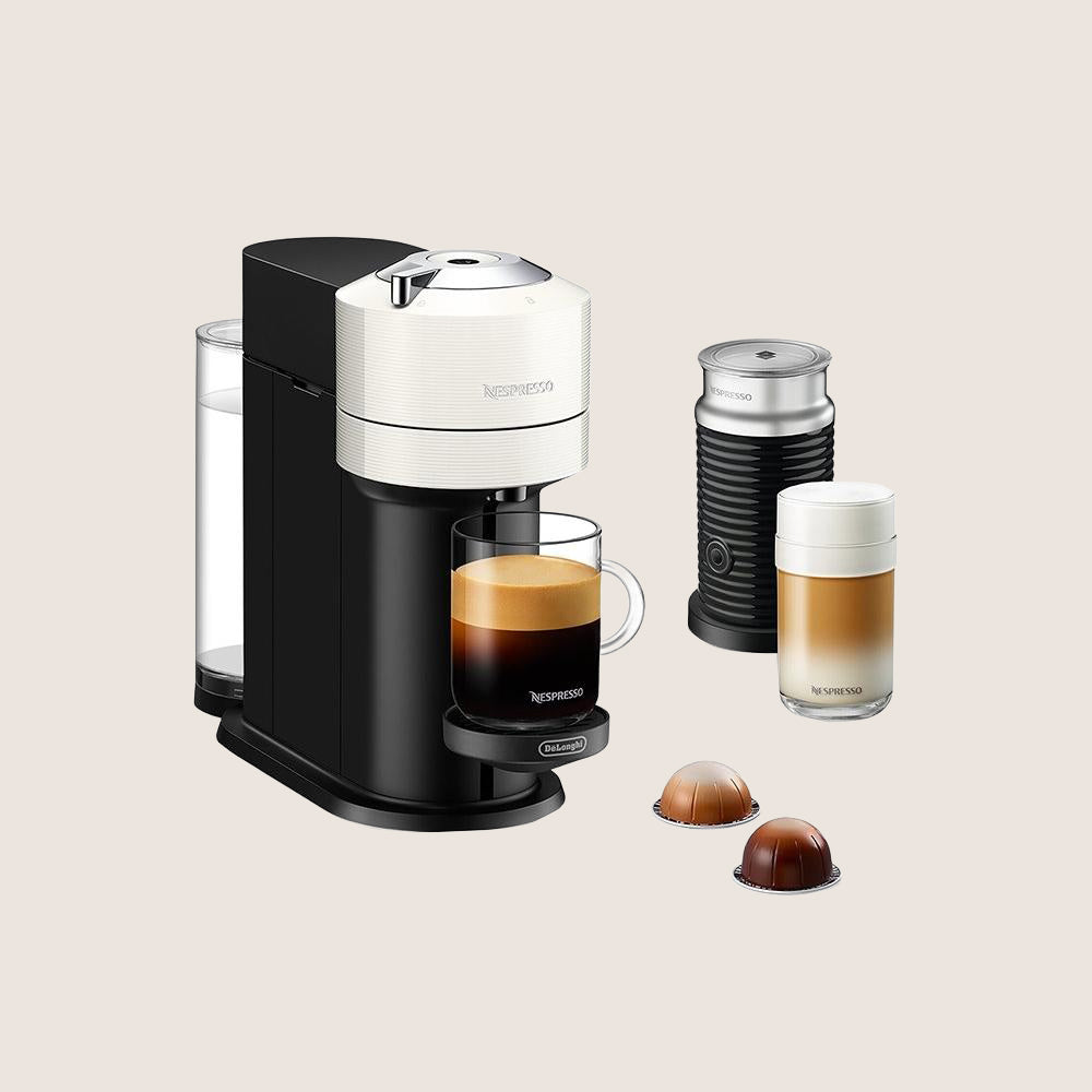 NESPRESSO by De'Longhi Vertuo Next ENV120.WAE Pod Coffee Machine with Aeroccino Frother 19-Bar 1.1L