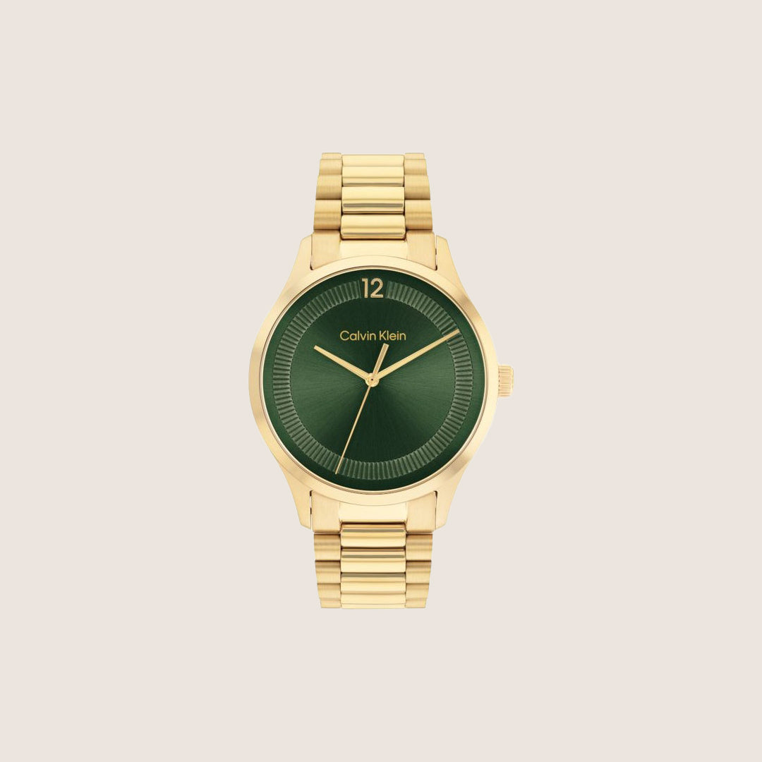 Calvin Klein Men's Iconic Watch Gold Bracelet Green Dial 25200229
