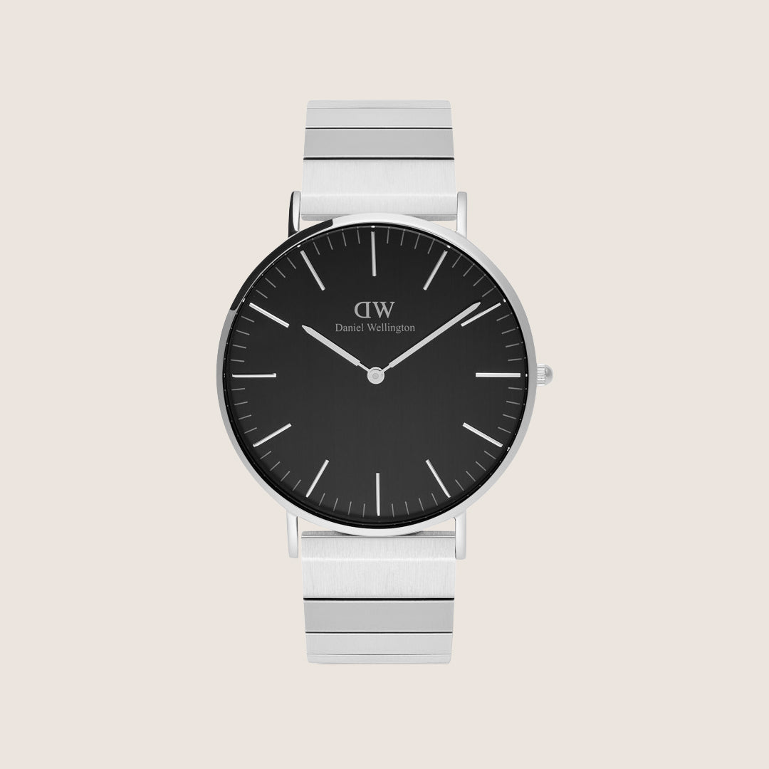 Daniel Wellington Ladies Classic Piano Silver Black Dial 40mm Watch DW00100...