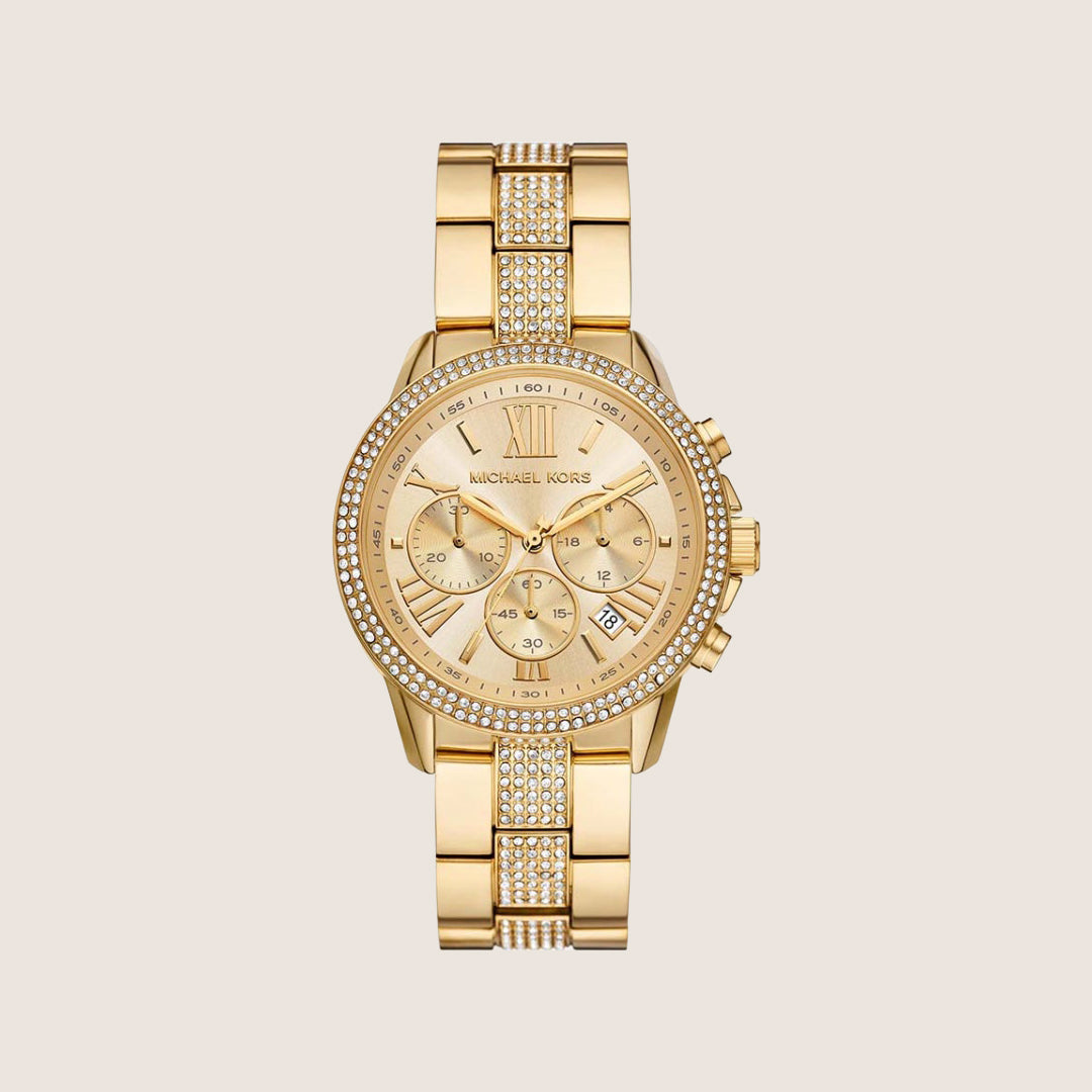 Michael Kors Women's Brynn Chronograph Clear Stone-Set Watch MK7504