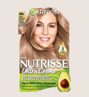 Garnier Nutrisse Ultra Crème Dye, Vegan, 8N Nude Medium Blonde Vegan Formula