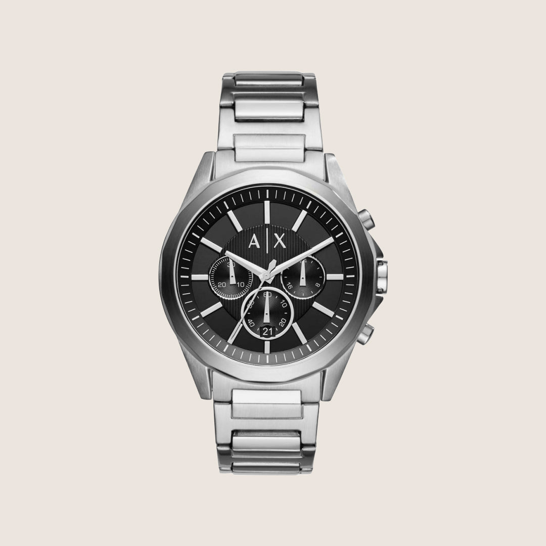 Armani Exchange Men's Dress Watch Silver Dial Steel Bracelet AX2600
