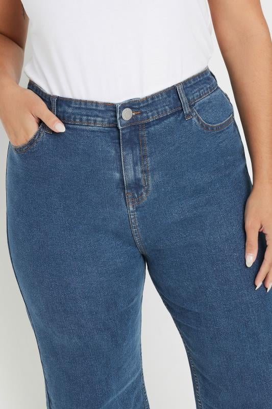 YOURS Curve Mid Blue Wide Leg Cropped Denim Jeans