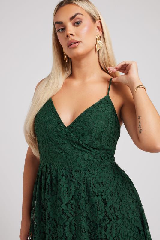 YOURS LONDON Curve Green Lace Skater Dress