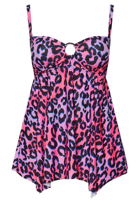 YOURS Curve Pink Leopard Print Tankini Top