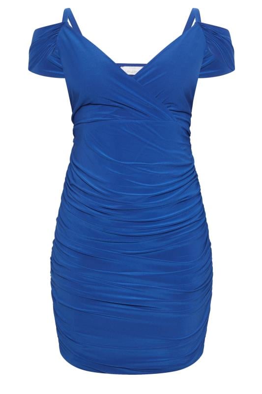 YOURS LONDON Curve Blue Cold Shoulder Wrap Dress