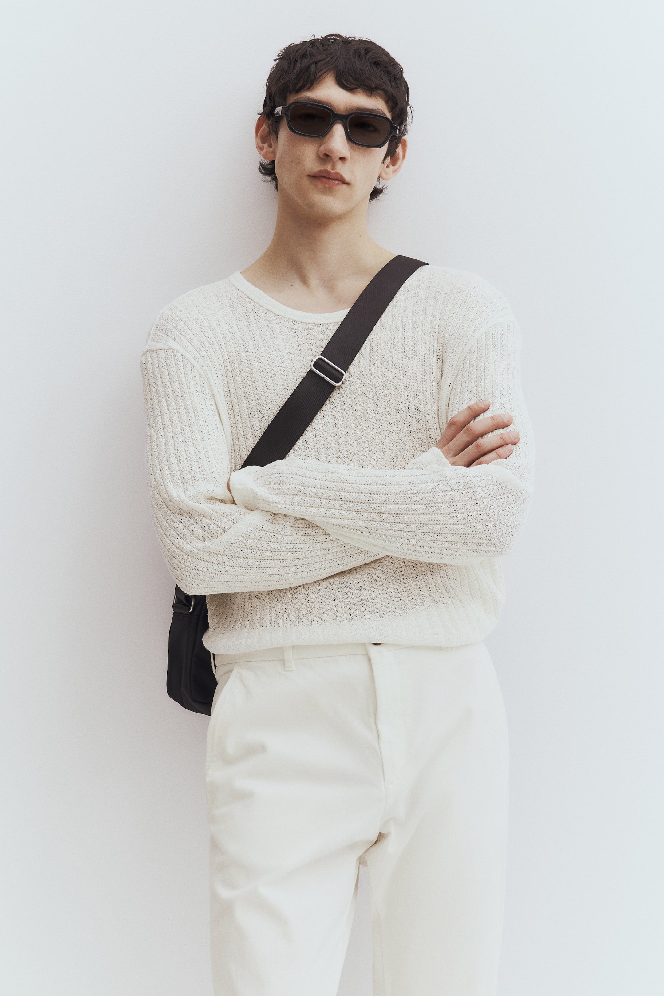 SLIM FIT COTTON CHINOS - Cream