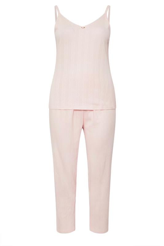YOURS Curve Pink Pointelle Wide Leg Pyjama Set