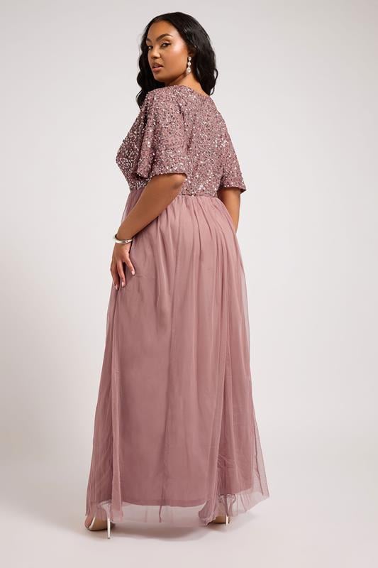 LUXE Curve Pink Embellished Maxi Dress